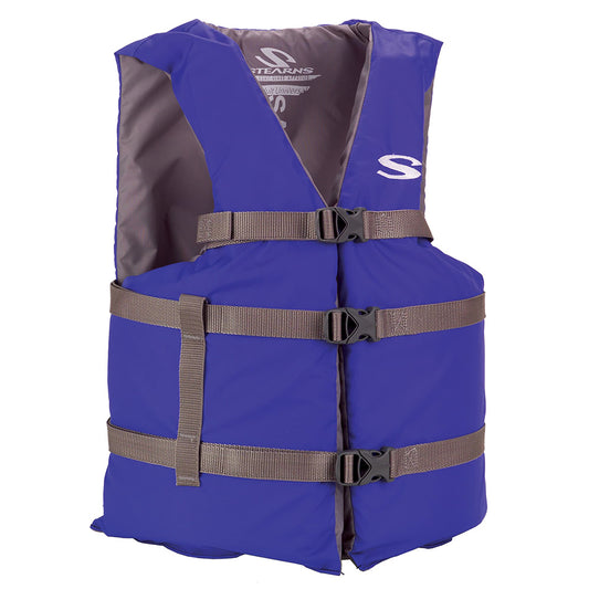 Stearns Adult Life Vest USCG Approved Type III PFD - Blue - Oversize Fit - Professional Marine & Fishing Gear