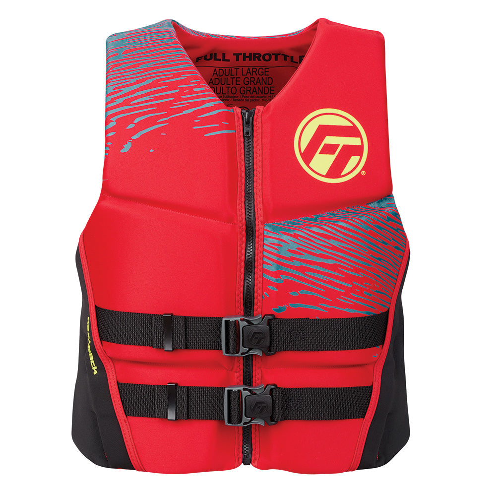 Full Throttle Men's Rapid-Dry Flex-Back Life Jacket - L - Red/Black - Professional Marine & Fishing Gear