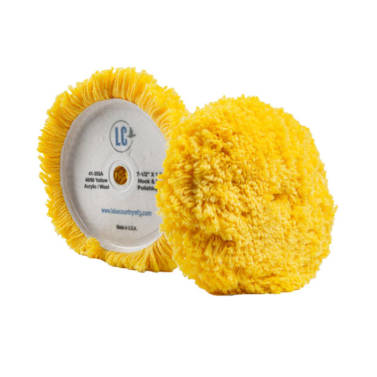Lake Country Yellow 40/60 Unsteamed Twisted Wool/Acrylic Pad 7.5" x 1.5" - Professional Marine & Fishing Gear