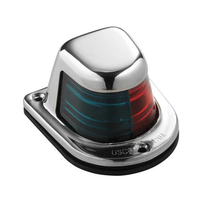 Attwood 1-Mile Deck Mount, Bi-Color Red/Green Combo Sidelight - 12V - Stainless Steel Housing - Professional Marine & Fishing Gear