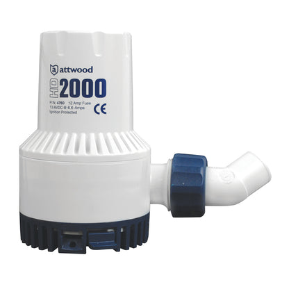 Attwood Heavy-Duty Bilge Pump 2000 Series - 12V - 2000 GPH - Professional Marine & Fishing Gear