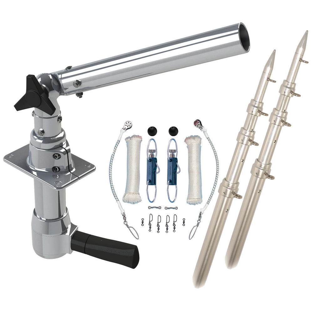 Rupp Revolution Top Gun Package w/18' Poles & Complete Single Line Rigging Kit w/Klickers Release Clips - Professional Marine & Fishing Gear