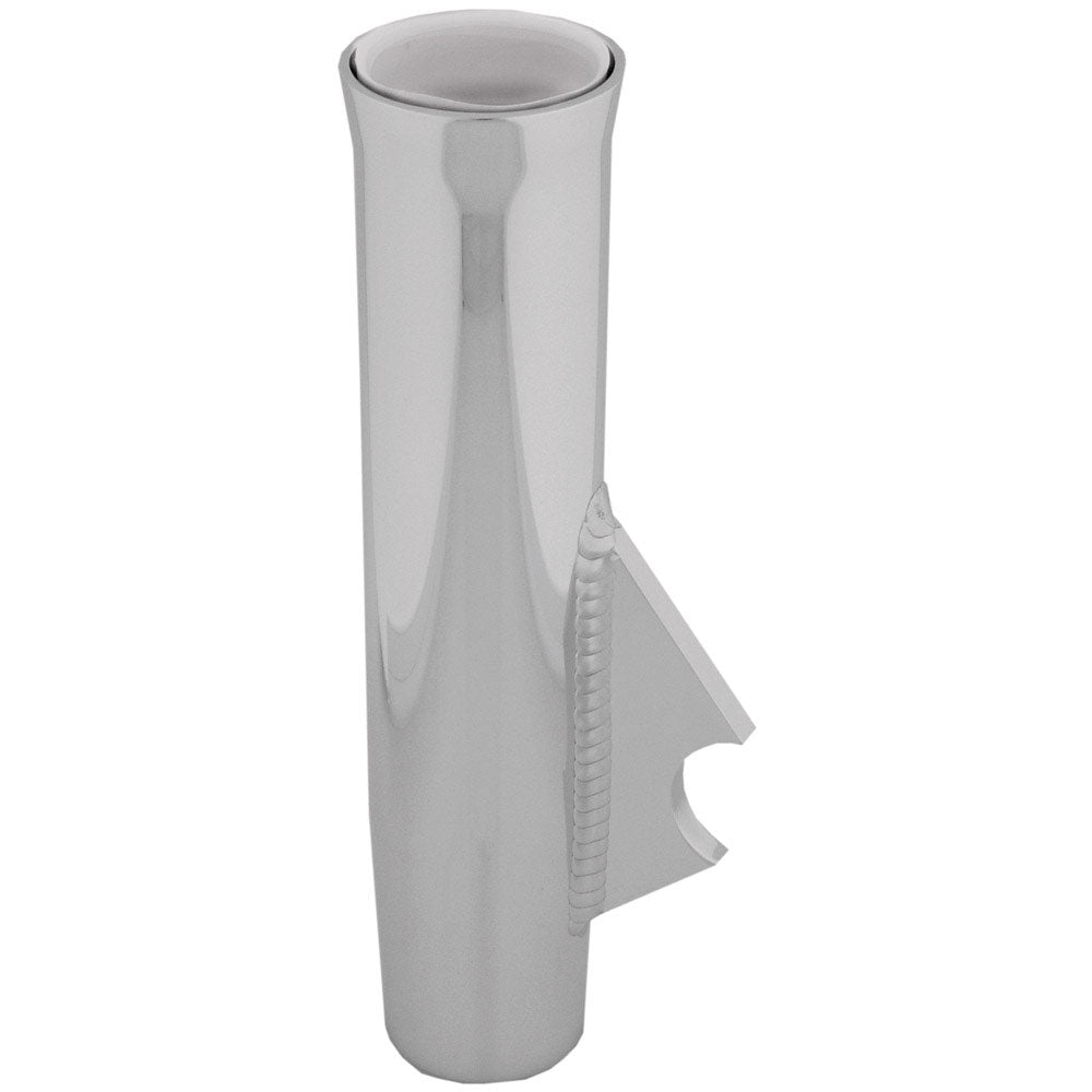 TACO Flared Weld-On Rod Holder 9-3/4"L x 1-3/4"ID - White Liner Polished Finish - 3/8" Coped Blade - Professional Marine & Fishing Gear