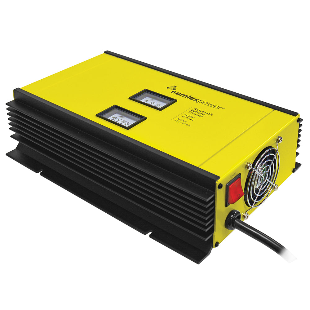Samlex 40A Battery Charger - 24V - 2-Bank - 3-Stage w/Dip Switch Lugs - Includes Temp Sensor - Professional Marine & Fishing Gear