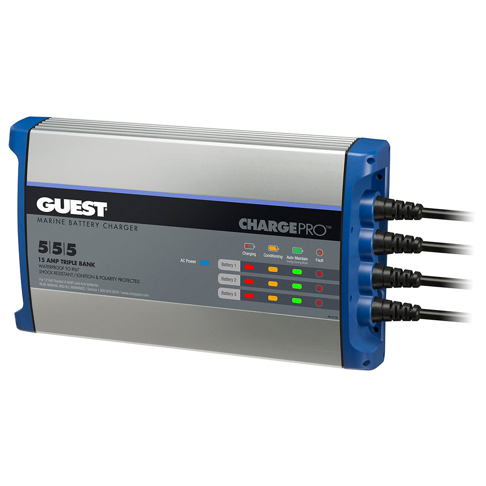 Guest On-Board Battery Charger 15A / 12V - 3 Bank - 120V Input - Professional Marine & Fishing Gear