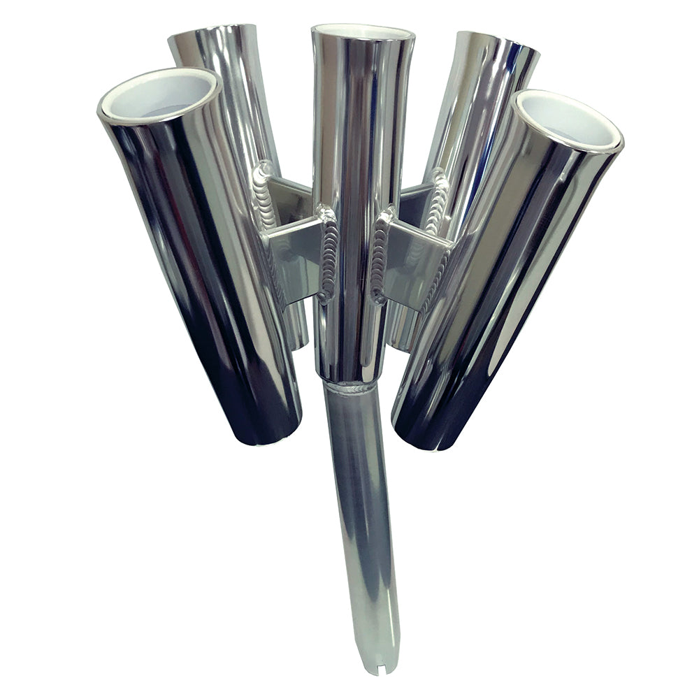 Tigress Five Rod Cluster - Bent Butt - Polished Aluminum - Professional Marine & Fishing Gear