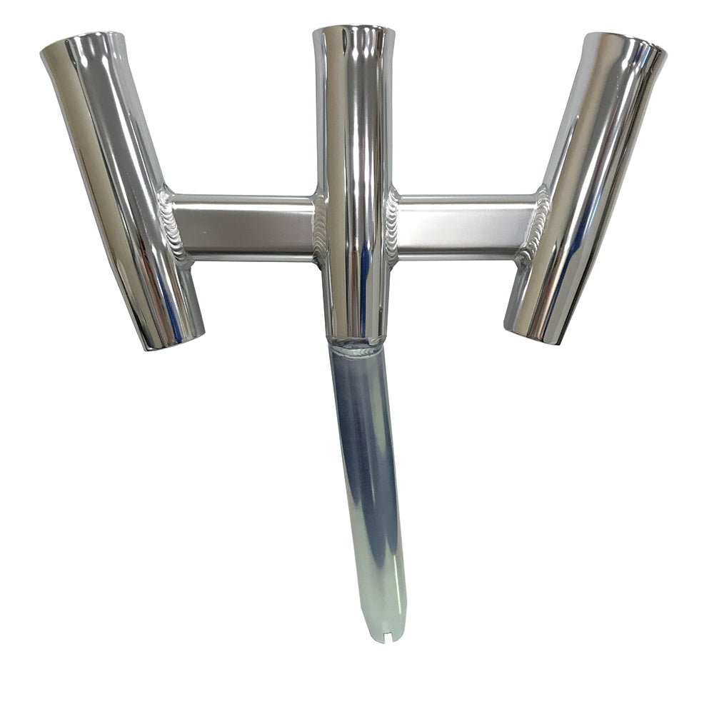 Tigress GS Trident Rod Holder - Bent Butt - Polished Aluminum - Professional Marine & Fishing Gear