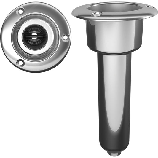 Mate Series Stainless Steel 0 Rod Cup Holder - Drain - Round Top - Professional Marine & Fishing Gear