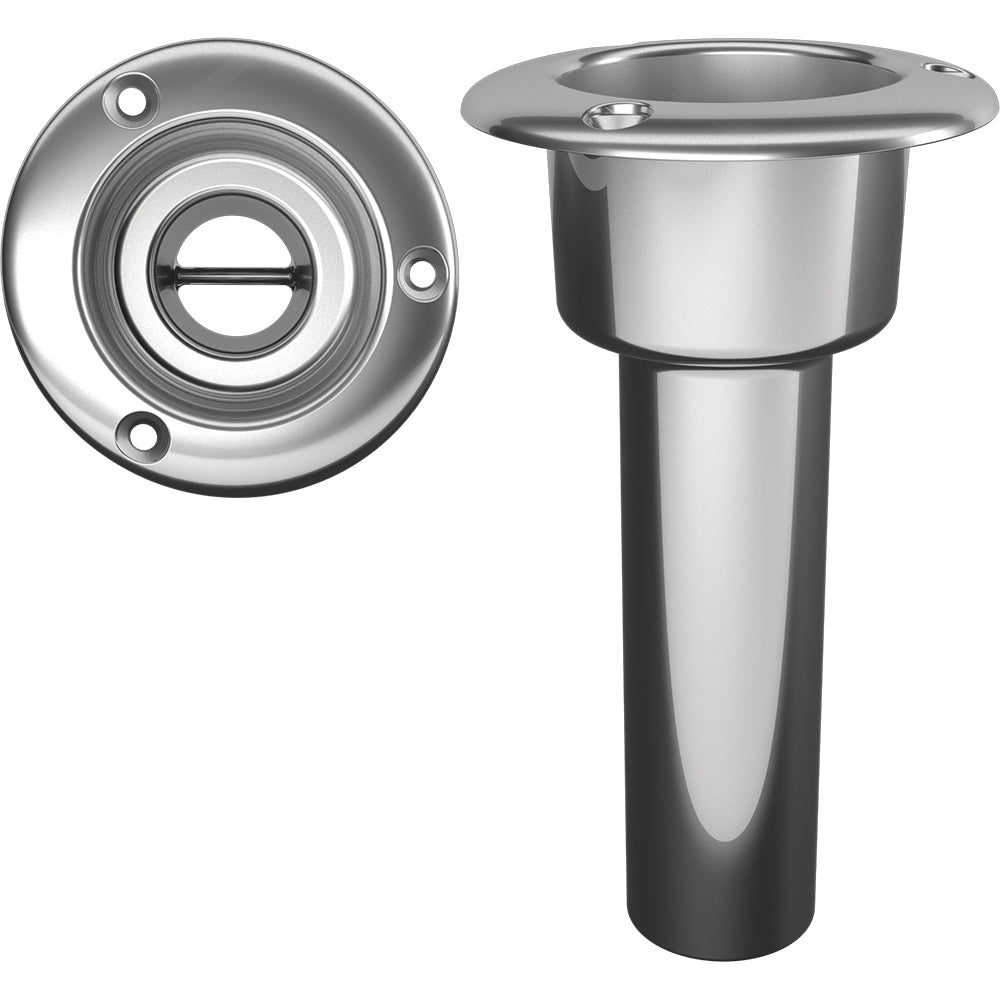 Mate Series Stainless Steel 0 Rod Cup Holder - Open - Round Top - Professional Marine & Fishing Gear
