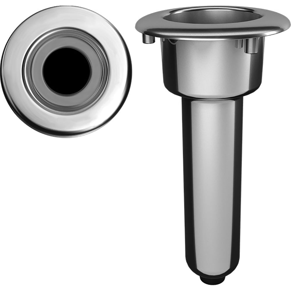 Mate Series Elite Screwless Stainless Steel 0 Rod Cup Holder - Drain - Round Top - Professional Marine & Fishing Gear