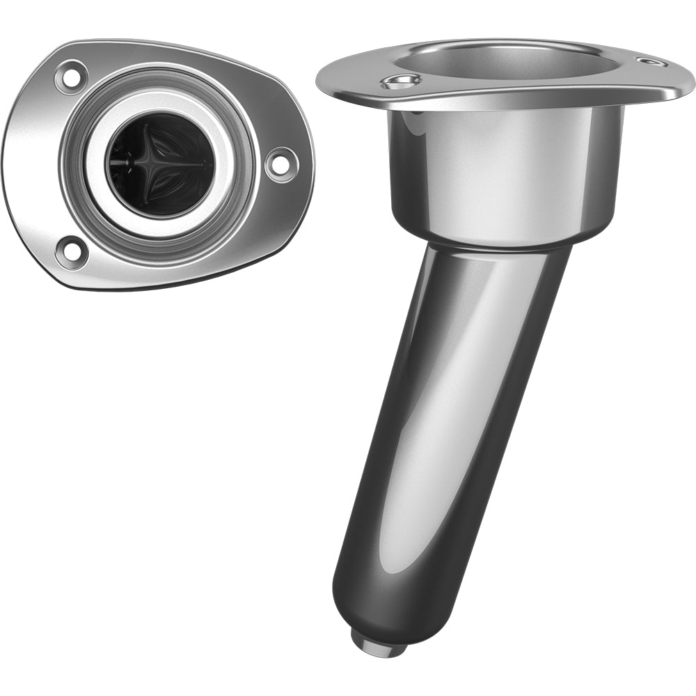 Mate Series Stainless Steel 15 Rod Cup Holder - Drain - Oval Top - Professional Marine & Fishing Gear