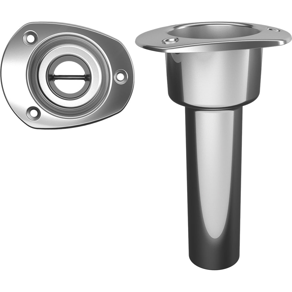 Mate Series Stainless Steel 0 Rod Cup Holder - Open - Oval Top - Professional Marine & Fishing Gear