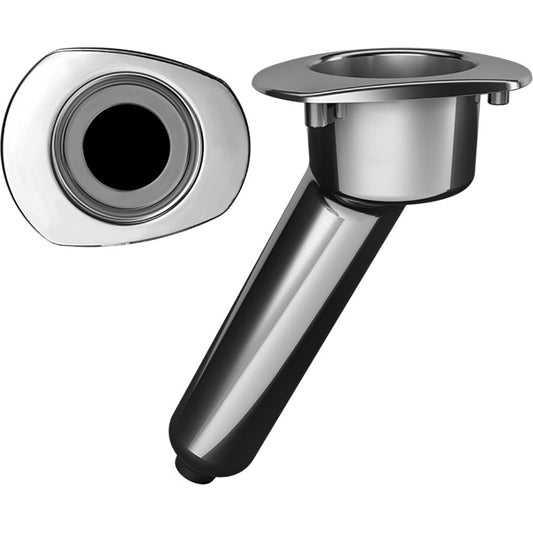 Mate Series Elite Screwless Stainless Steel 30 Rod Cup Holder - Drain - Oval Top - Professional Marine & Fishing Gear