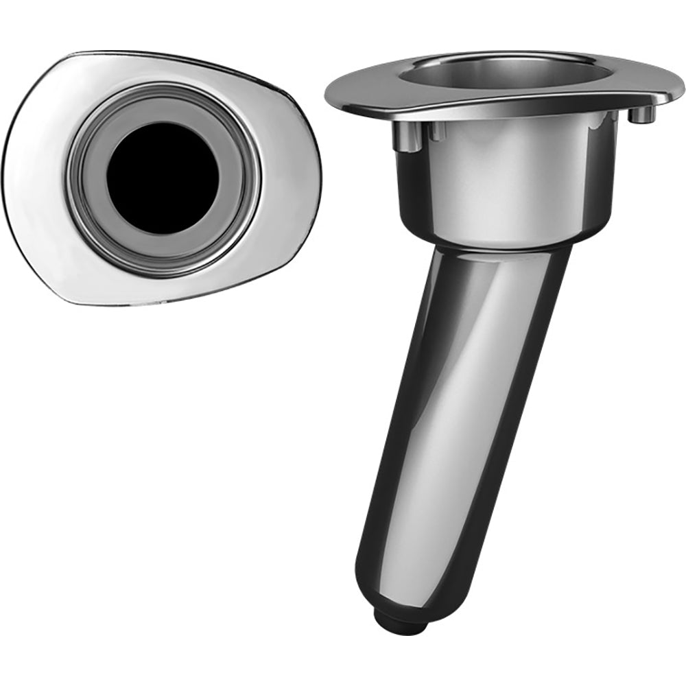 Mate Series Elite Screwless Stainless Steel 15 Rod Cup Holder - Drain - Oval Top - Professional Marine & Fishing Gear