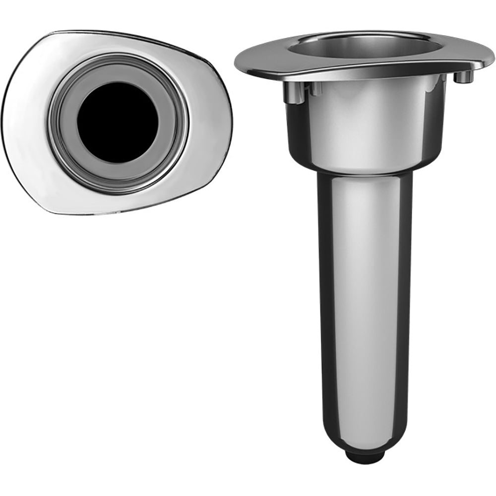 Mate Series Elite Screwless Stainless Steel 0 Rod Cup Holder - Drain - Oval Top - Professional Marine & Fishing Gear