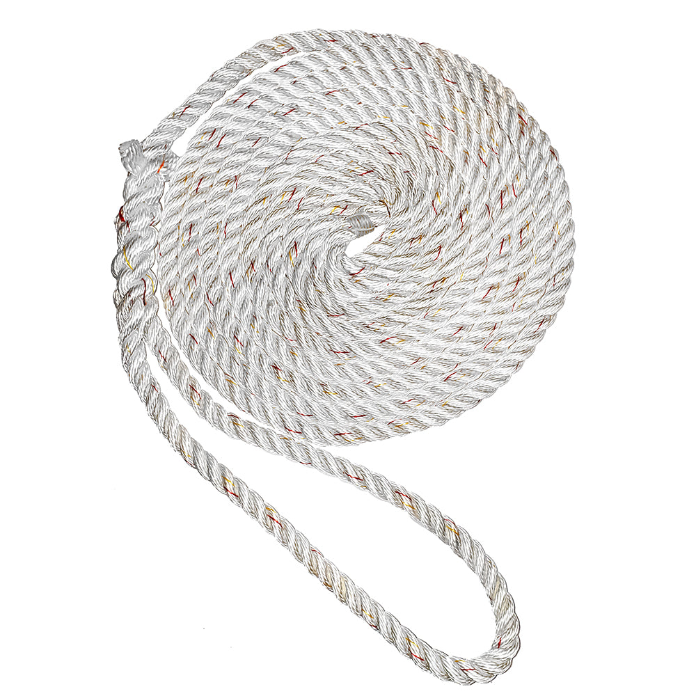 New England Ropes 5/8" Premium 3-Strand Dock Line - White w/Tracer - 15 - Professional Marine & Fishing Gear