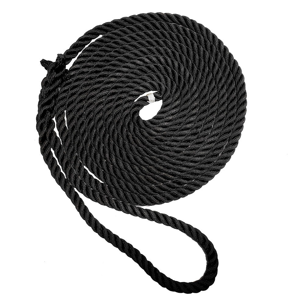 New England Ropes 3/4" Premium 3-Strand Dock Line - Black - 35 - Professional Marine & Fishing Gear