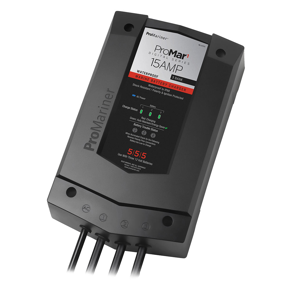 ProMariner ProMar1 DS Digital - 15 Amp - 3 Bank Charger - Professional Marine & Fishing Gear