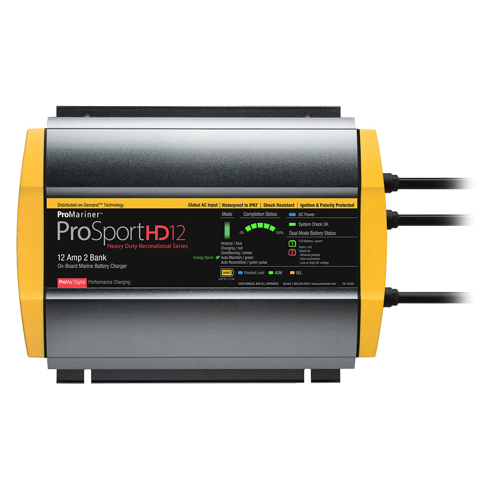 ProMariner ProSportHD 12 Global Gen 4 - 12 Amp - 2 Bank Battery Charger - Professional Marine & Fishing Gear