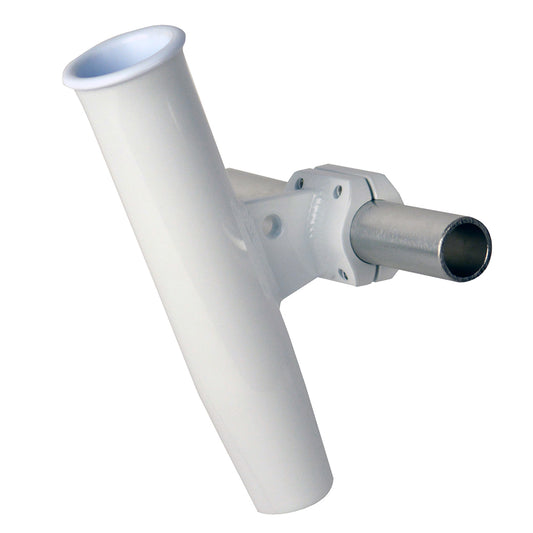 C.E. Smith Aluminum Horizontal Clamp-On Rod Holder 1.66" OD - White Powder Coated w/Sleeve - Professional Marine & Fishing Gear