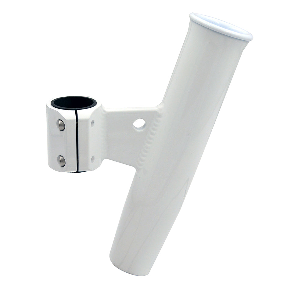 C.E. Smith Aluminum Vertical Clamp-On Rod Holder 1-2/3" OD White Powdercoat w/Sleeve - Professional Marine & Fishing Gear