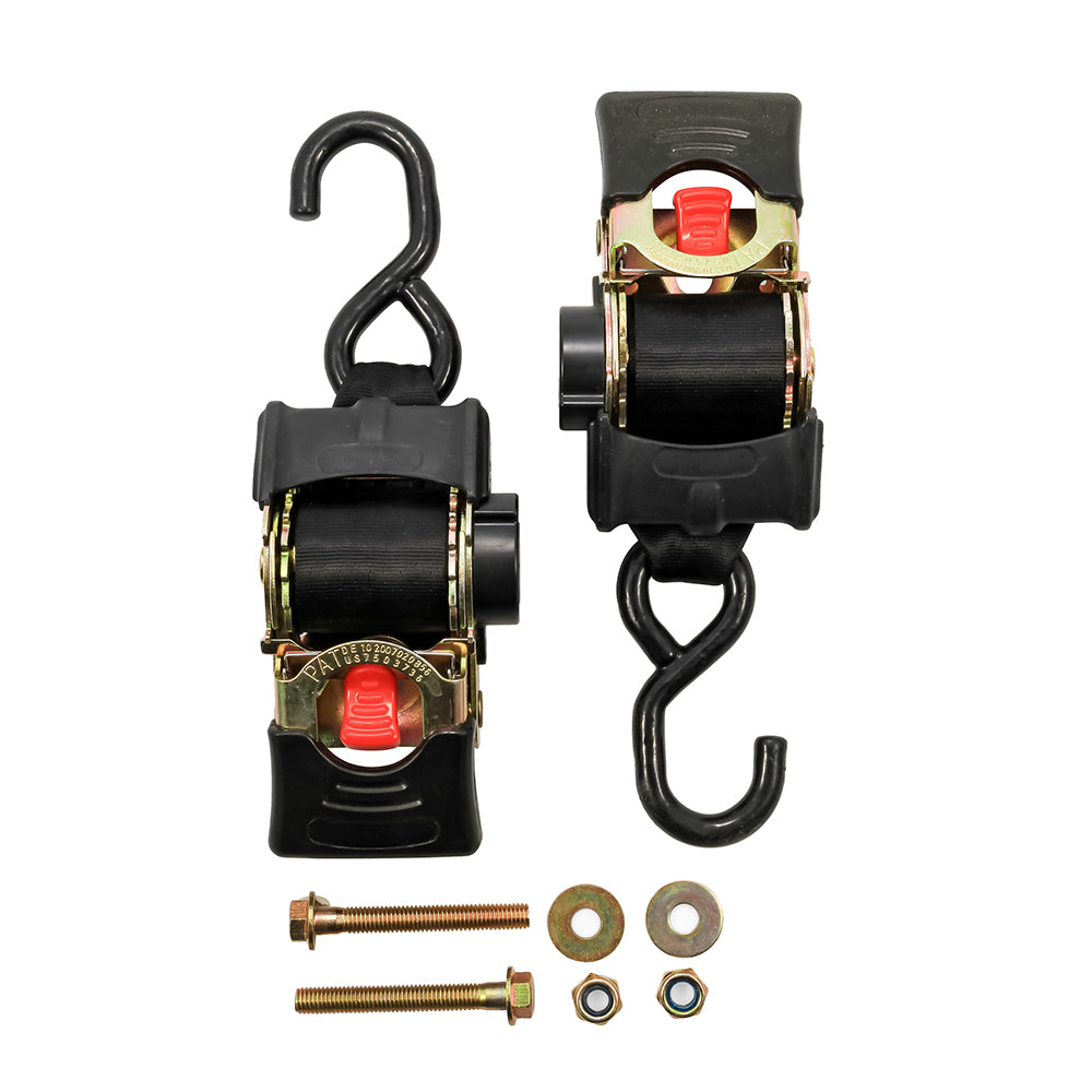 Camco Retractable Tie Down Straps - 2" Width 5.5 Bolt On - Professional Marine & Fishing Gear