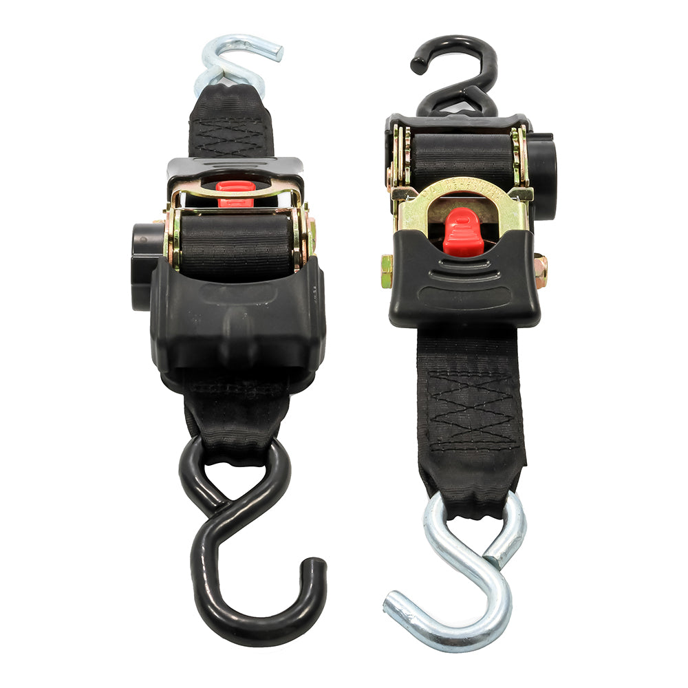 Camco Retractable Tie Down Straps - 2" Width 6 Dual Hooks - Professional Marine & Fishing Gear