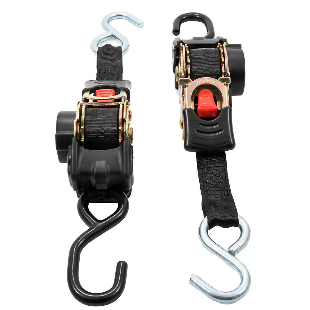 Camco Retractable Tie-Down Straps - 1" Width 6 Dual Hooks - Professional Marine & Fishing Gear
