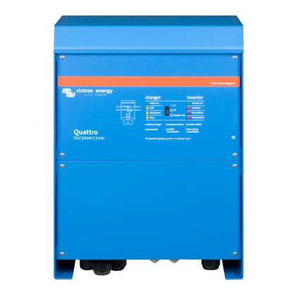 Victron Quattro Inverter/Charger 12 VDC - 5000W -Dual 100AMP 120VAC Inputs - Auto Transfer Switch - 200AMP Battery Charger - Stackable - Professional Marine & Fishing Gear