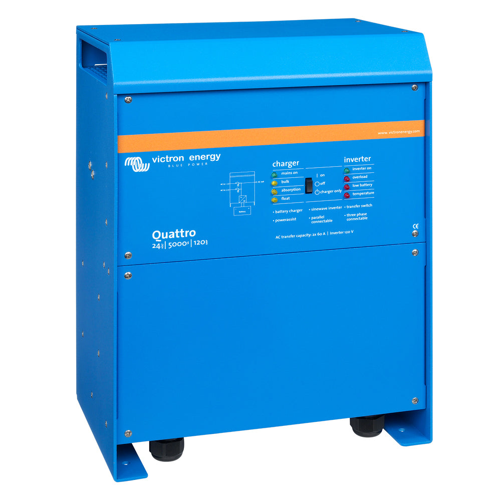 Victron Quattro InverterCharger 24V DC  5000W  Dual 100AMP 120V AC Inputs  Auto Transfer Switch  120AMP Battery Charger 