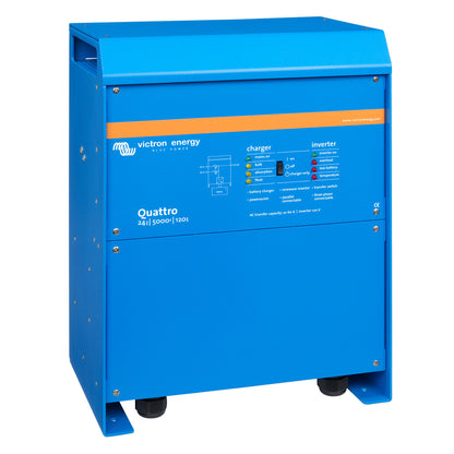 Victron Quattro InverterCharger 24V DC  5000W  Dual 100AMP 120V AC Inputs  Auto Transfer Switch  120AMP Battery Charger 