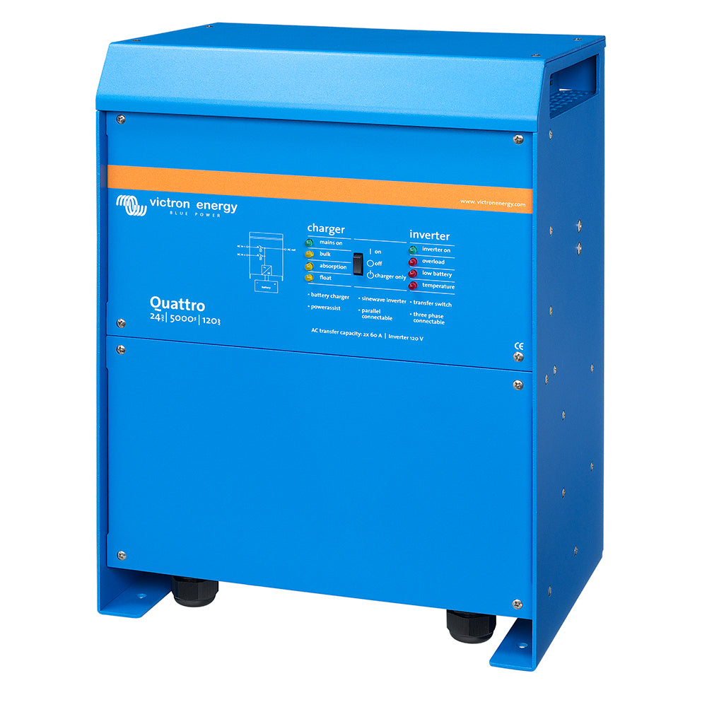 Victron Quattro InverterCharger 24V DC  5000W  Dual 100AMP 120V AC Inputs  Auto Transfer Switch  120AMP Battery Charger 