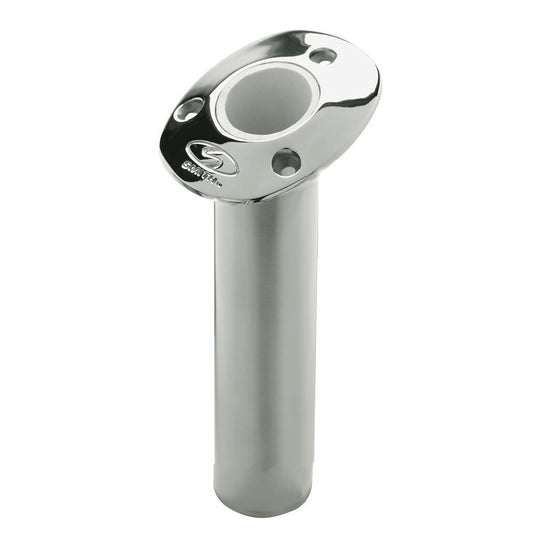 C.E. Smith Flush Mount Rod Holder - 15 Degree 9" Depth - Stainless Steel - Cast Gimbal - White Vinyl Liner - Professional Marine & Fishing Gear