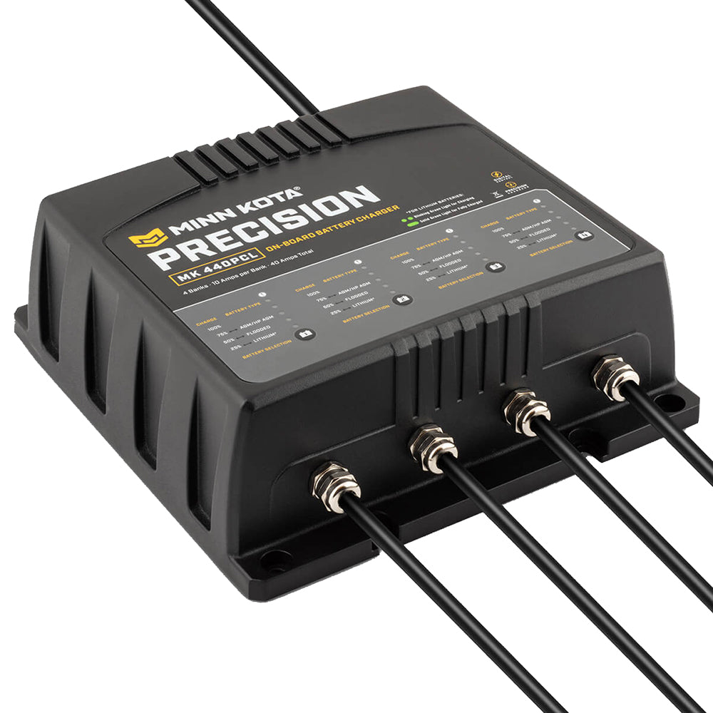 Minn Kota On-Board Precision Charger MK-440 PCL 4 Bank x 10 AMP LI Optimized Charger - Professional Marine & Fishing Gear
