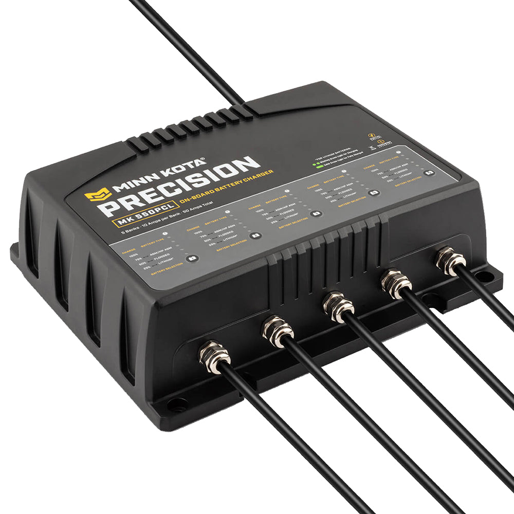 Minn Kota On-Board Precision Charger MK-550 PCL 5 Bank x 10 AMP LI Optimized Charger - Professional Marine & Fishing Gear