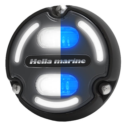 Hella Marine Apelo A2 Blue White Underwater Light - 3000 Lumens - Black Housing - Charcoal Lens w/Edge Light - Professional Marine & Fishing Gear