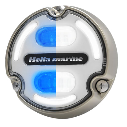 Hella Marine Apelo A2 Blue White Underwater Light - 3000 Lumens - Bronze Housing - White Lens w/Edge Light - Professional Marine & Fishing Gear