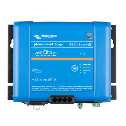 Victron Phoenix Smart IP43 Charger 12/30 (3) 120-240VAC Requires 5-15P Mains Cord - Professional Marine & Fishing Gear