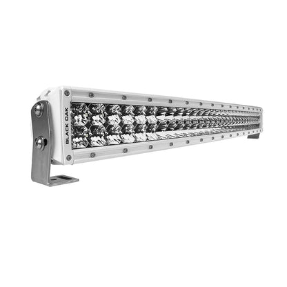 Black Oak 30" Marine Curved Double Row LED Light Bar - Spot Optics - White Housing - Pro Series 3.0 - Professional Marine & Fishing Gear