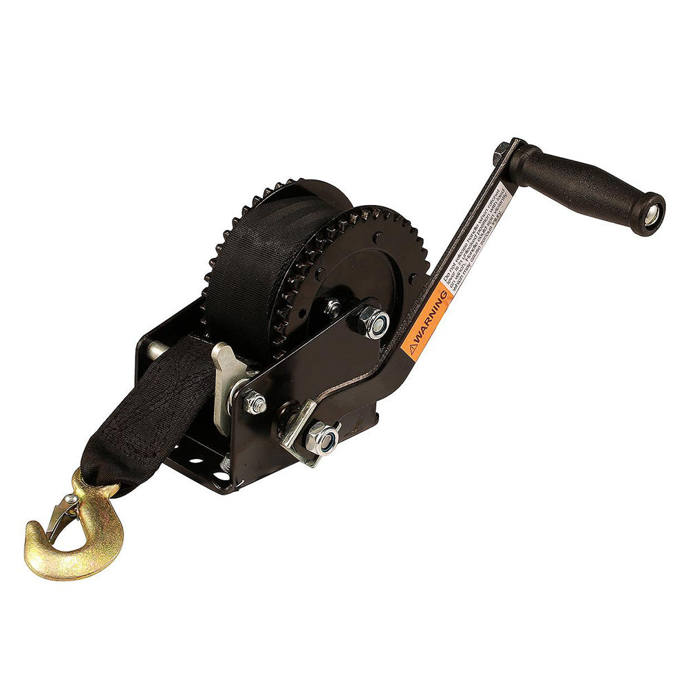 Attwood 2000 lb Dual Drive Winch - 2" x 20 Nylon Strap - Professional Marine & Fishing Gear