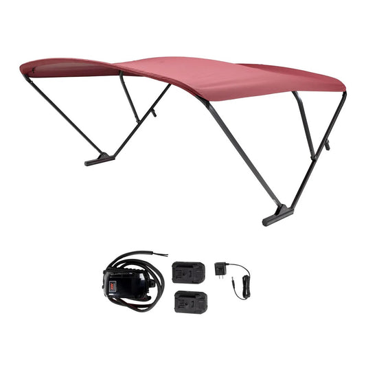 SureShade Battery Powered Bimini  Black Anodized Frame  Burgundy Fabric 2021133091