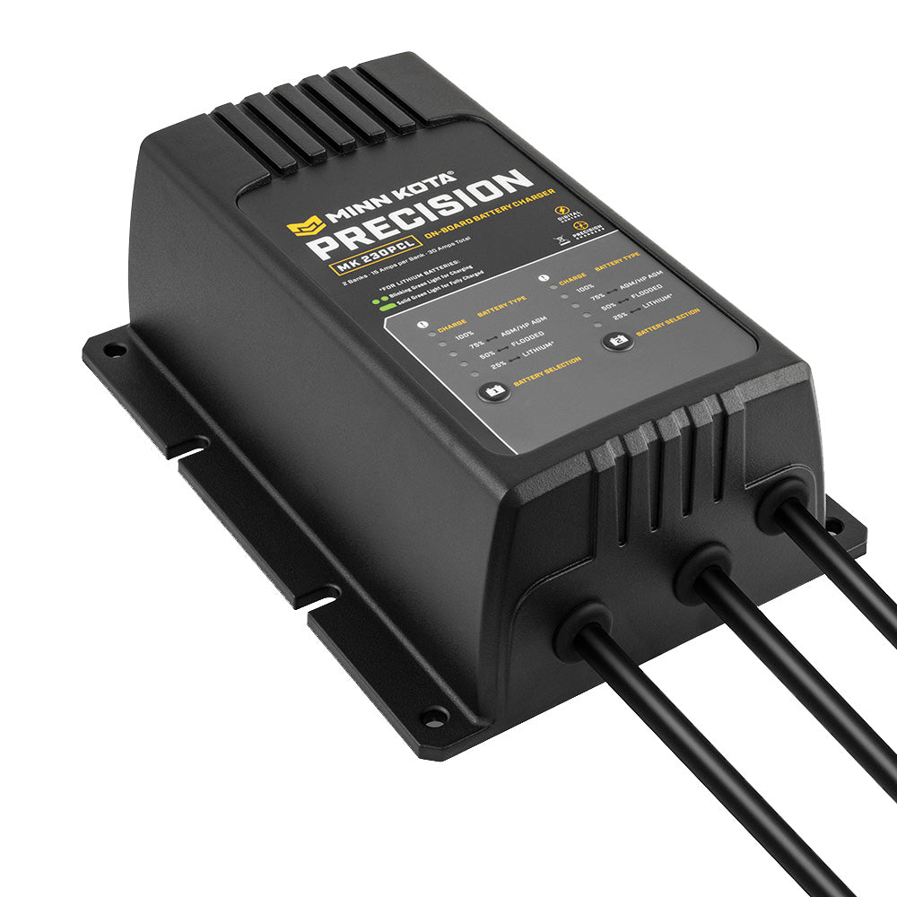 Minn Kota On-Board Precision Charger MK-230 PCL 2 Bank x 15 AMP LI Optimized Charger - Professional Marine & Fishing Gear